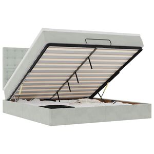 vidaXL Rama ł&oacute;żka otomana z materacami, szara, 160x200 cm, aksamit