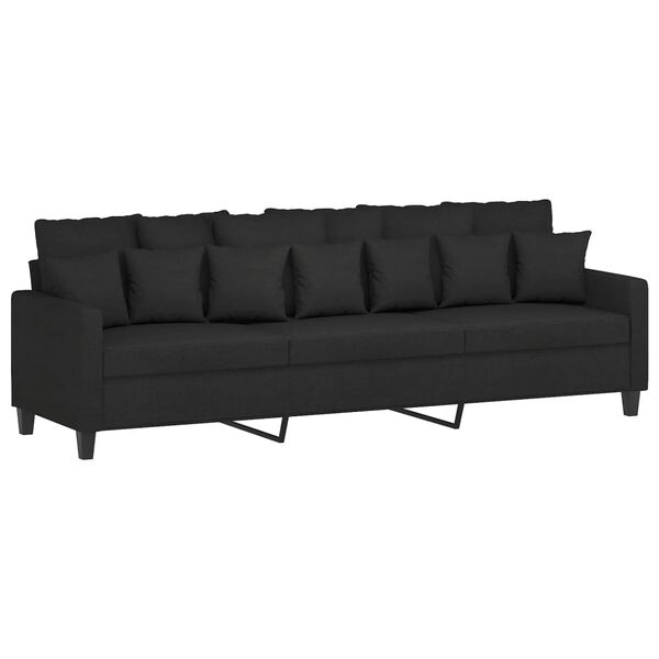 vidaXL 3-osobowa sofa z podn&oacute;żkiem, czarna, 210 cm, tkaniną