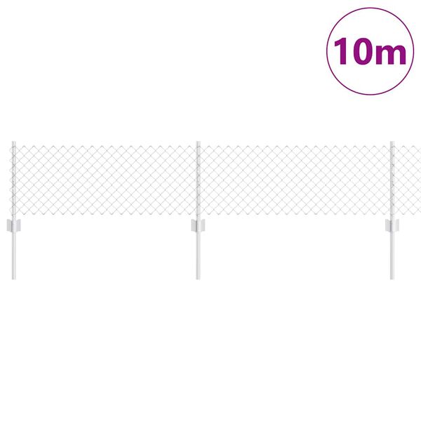 vidaXL Ogrodzenie z słupkiem Srebrny 0,4 x 10 m Stal