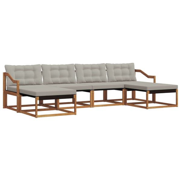 vidaXL Zestaw sof na zewnątrz z poduszką 6 pcs Naturalny i Jasny Szary