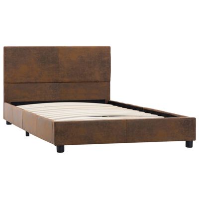 vidaXL Rama łóżka, brązowa, sztuczna skóra zamszowa, 100 x 200 cm