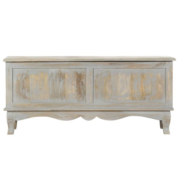 vidaXL Skrzynia, szara, 100 x 38 x 45 cm, lite drewno mango