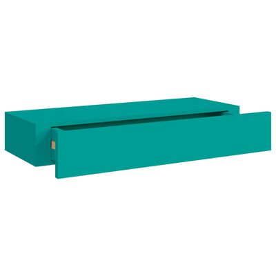 vidaXL Półki ścienne z szufladą 2 szt., niebieskie, 60x23,5x10 cm, MDF