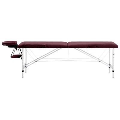 vidaXL Składany stół do masażu, 2-strefowy, aluminiowy, winny fiolet