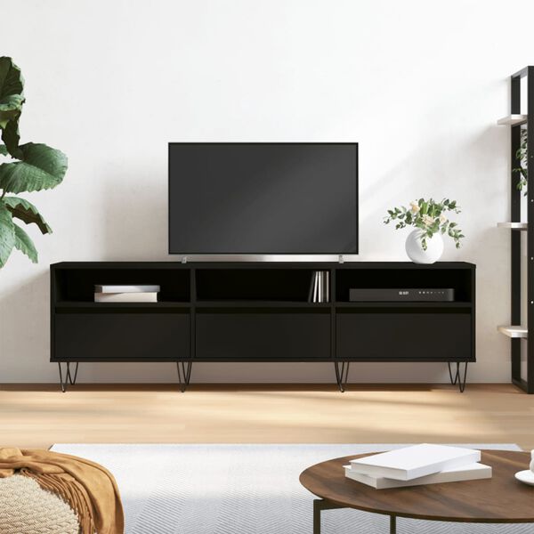 vidaXL Szafka pod TV, czarna, 150x30x44,5 cm, materiał drewnopochodny