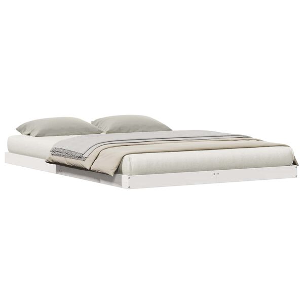 vidaXL Stelaż ł&oacute;żkowy Biały 213.5 x 104 x 9 cm Lite drewno sosnowe