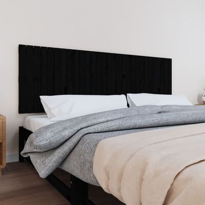 vidaXL Wezgłowie łóżka, czarne, 185x3x60 cm, lite drewno sosnowe