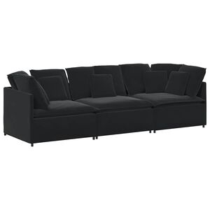 vidaXL Sofa modułowa z poduszkami aksamitna czerń