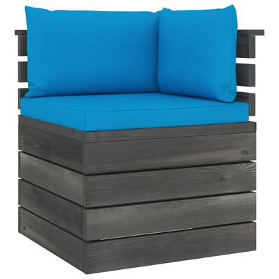 vidaXL Ogrodowa sofa 4-osobowa z palet, z poduszkami, drewno sosnowe