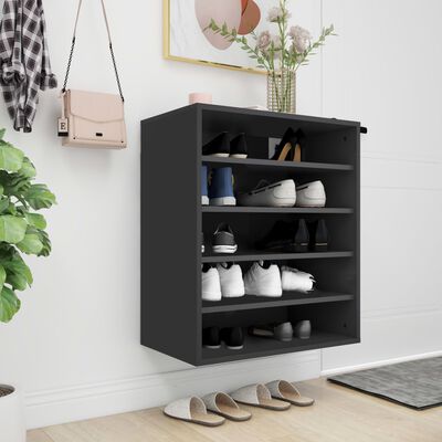 vidaXL Szafka na buty, czarna, 60x35x70 cm, materiał drewnopochodny