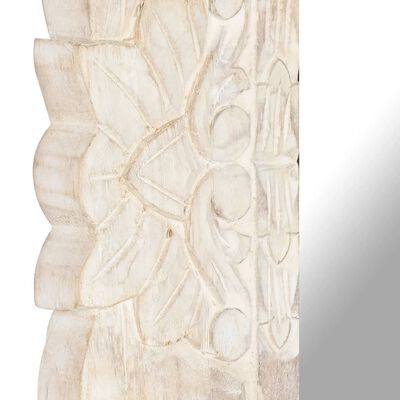 vidaXL Lustro z białą ramą z litego drewna mango, 80 x 50 cm