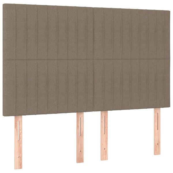 vidaXL Zagł&oacute;wek do ł&oacute;żka z LED, taupe, 144x5x118/128 cm, tkanina