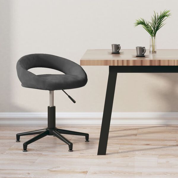 vidaXL Obrotowe krzesło biurowe, ciemnoszare, tapicerowane aksamitem