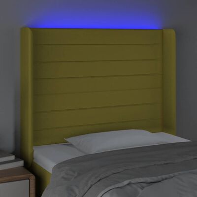 vidaXL Zagłówek do łóżka z LED, zielony, 83x16x118/128 cm, tkanina