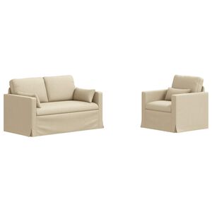 vidaXL Sofa 2 pcs Kremowy