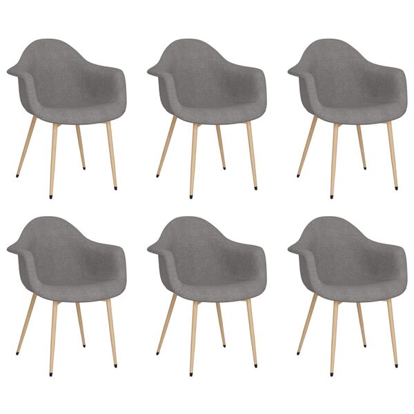 vidaXL Krzesła stołowe, 6 szt., jasnoszare, tapicerowane tkaniną