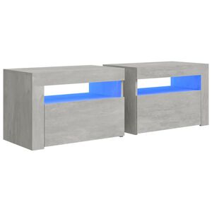 vidaXL Szafki nocne z LED, 2 szt., szarość betonu, 60x35x40 cm