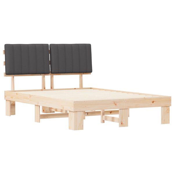 vidaXL Ramka ł&oacute;żka z tapicerowanym wezgłowiem Ciemnoszary 140 x 190 cm