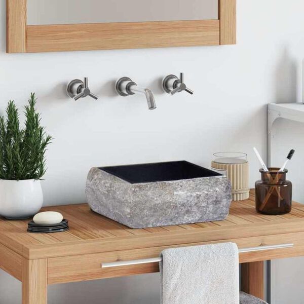 vidaXL Umywalka, czarna, 30 x 30 x 13 cm, marmurowa