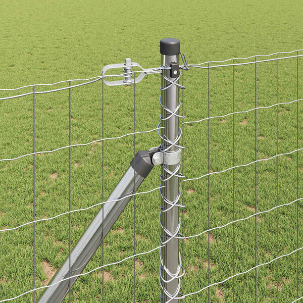 vidaXL Ogrodzenie z słupkiem Srebrny 1,2 x 10 m Stal