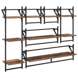vidaXL Zestaw p&oacute;łek ściennych 6 szt. Stare drewno 100 x 25 x 30 cm
