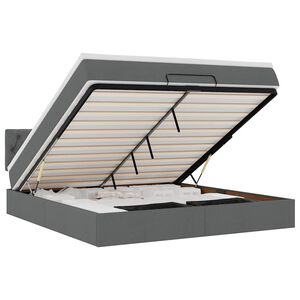 vidaXL Ł&oacute;żko Ottoman z materacem i LED, ciemnoszary, 180x200cm tkanina