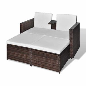 vidaXL 4-cz. zestaw wypoczynkowy do ogrodu, poduszki, rattan PE, brąz
