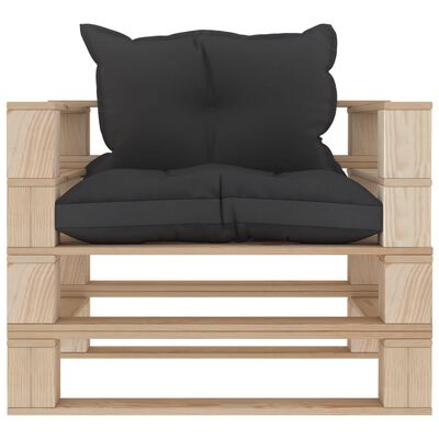 vidaXL Ogrodowe siedzisko z palet z czarnymi poduszkami, drewniane