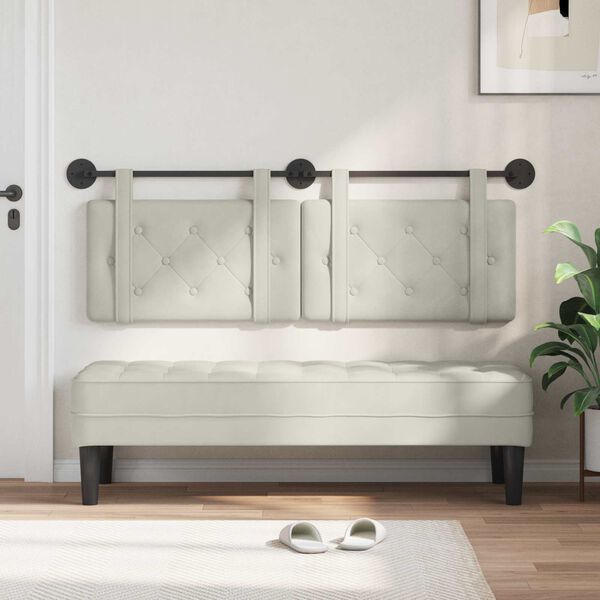 vidaXL Wisząca Głowa Kremowy 130 x 55 x 5 cm Aksamit