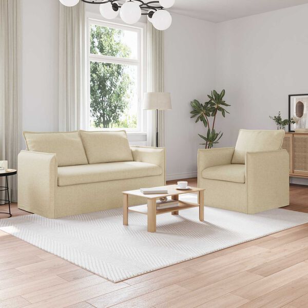 vidaXL Sofa 2 pcs Kremowy