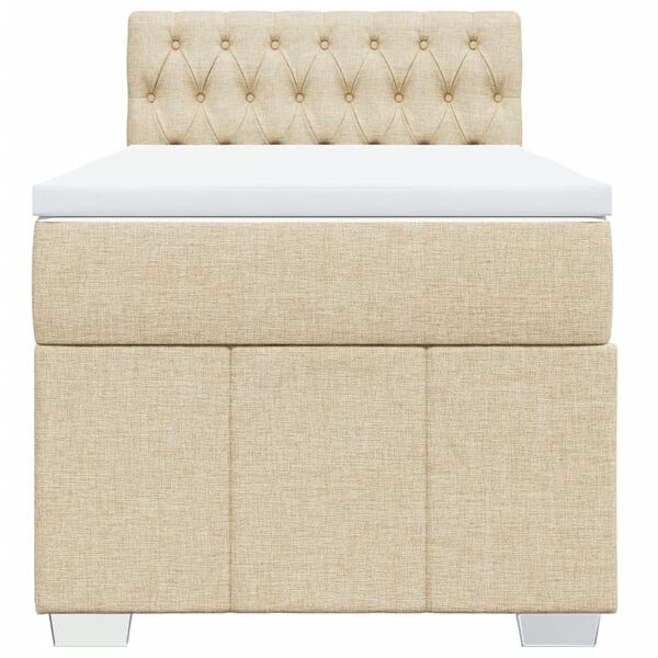 vidaXL Ł&oacute;żko kontynentalne z materacem, kremowe, tkanina, 80x200 cm