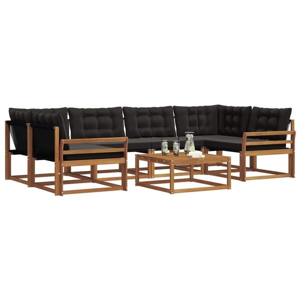 vidaXL Zestaw sof na zewnątrz z poduszką 7 pcs Naturalny i czarny