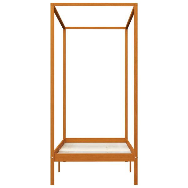 vidaXL Rama łóżka z baldachimem, miodowy brąz, lita sosna, 90x200 cm