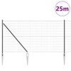 vidaXL Ogrodzenie z słupkiem Szary 1,2 x 25 m Stal i PVC