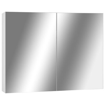 vidaXL Szafka łazienkowa z lustrem, biała, 80x15x60 cm, MDF