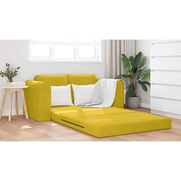 vidaXL Sofa Bed 60cm Ż&oacute;łty Aksamit
