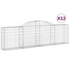 vidaXL Kosze gabionowe, 12 szt, 300x30x80/100 cm, galwanizowane żelazo