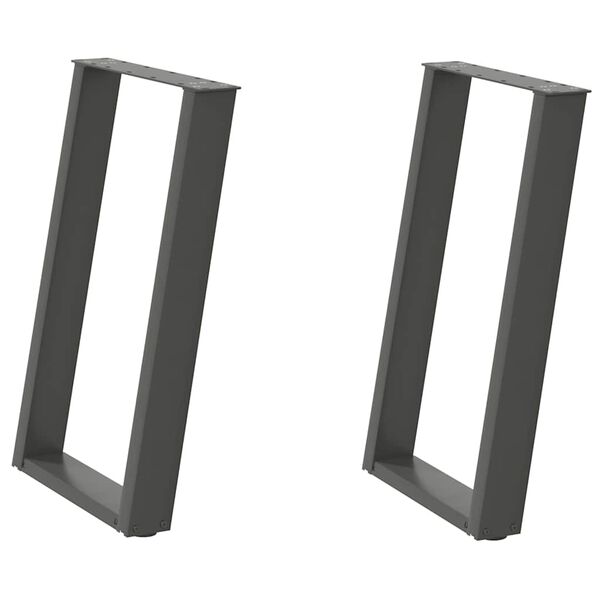 vidaXL Nogi do stołu jadalnego w kształcie litery U 2 szt. Antracyt 50x(72-73) cm Stal