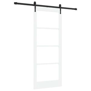 vidaXL Drzwi przesuwne 83 x 202 cm Lite drewno sosnowe i szkło Biały
