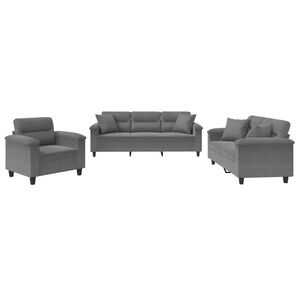 vidaXL 3-częściowy komplet wypoczynkowy, ciemnoszary, mikrofibra