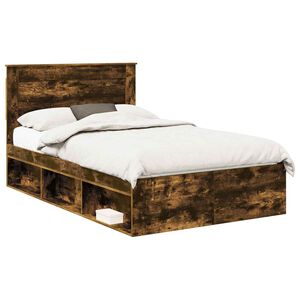 vidaXL Ramka ł&oacute;żka Gładki Dąb wędzony 120 x 190 cm Lite drewno sosnowe