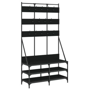 vidaXL Wieszak na ubrania z miejscem na buty, czarny, 100x40x184 cm