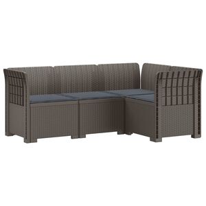 vidaXL Ogr&oacute;d Sofa 4-osobowa z poduszkami Wygląd Rattanu PP jasnoszary