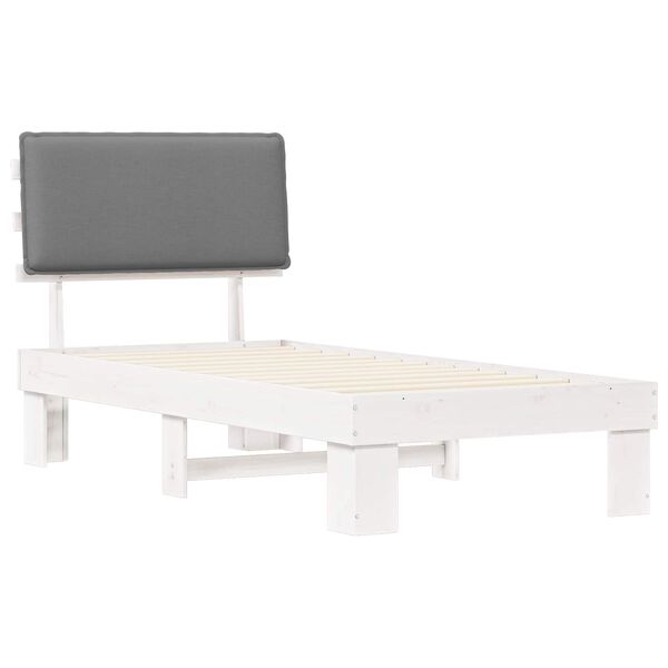 vidaXL Ramka ł&oacute;żka z tapicerowanym wezgłowiem Jasnoszary 100 x 200 cm