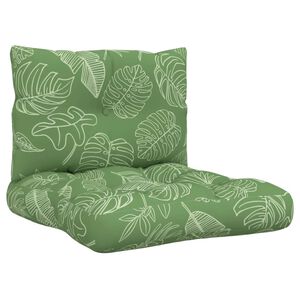 vidaXL Poduszki na palety, 2 szt., wz&oacute;r w liście, tkanina Oxford