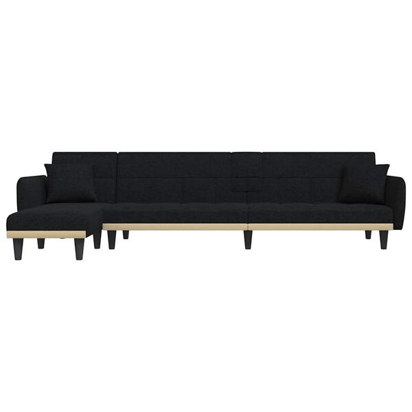 vidaXL Sofa rozkładana L, czarna, 275x140x70 cm, tkanina