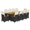 vidaXL 11-cz. zestaw ogrodowych mebli bistro z poduszkami, czarny
