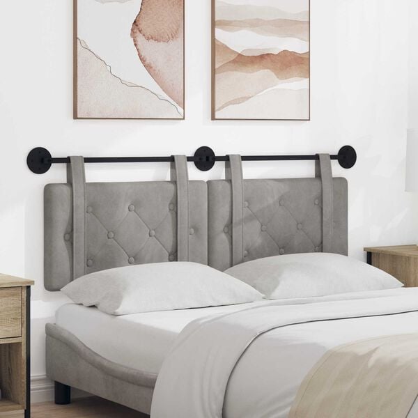 vidaXL Wisząca Głowa Jasnoszary 130 x 55 x 5 cm Aksamit