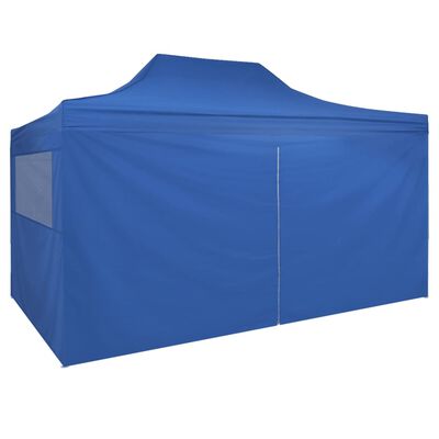 vidaXL Rozkładany namiot, pawilon z 4 ścianami, 3 x 4,5 m, niebieski