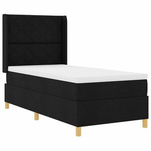 vidaXL Ł&oacute;żko sprężynowe z paskami LED Czarny 100 x 200 cm tkanina